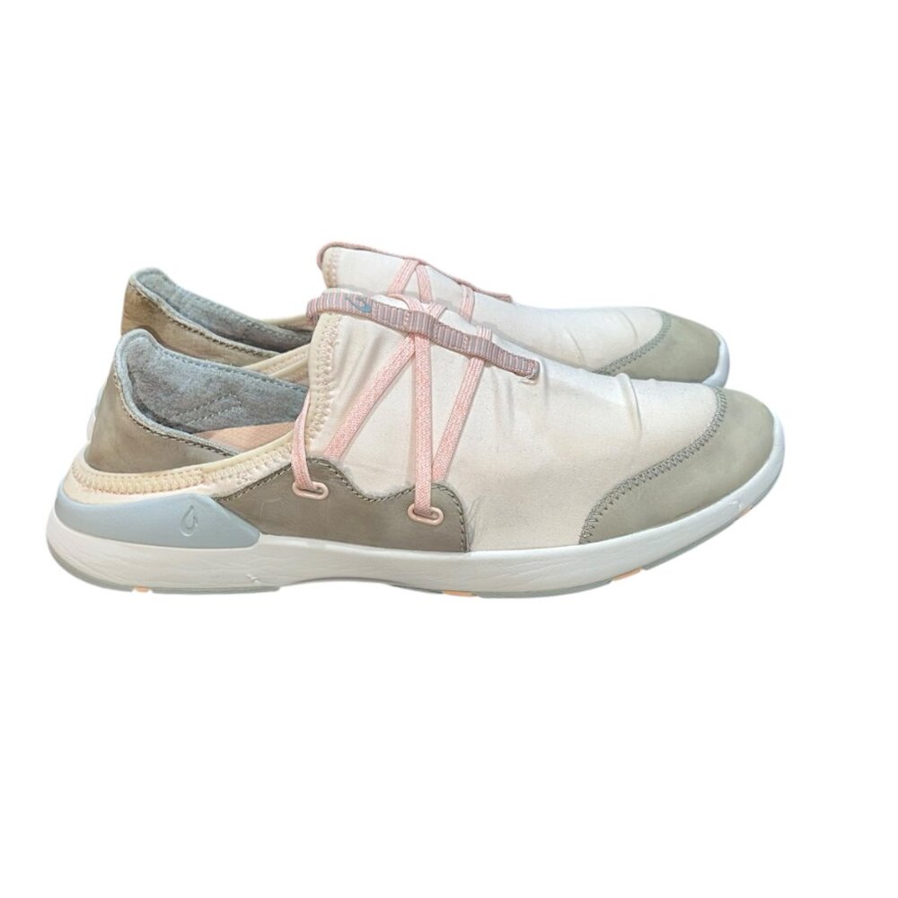 Women's OLUKAI Miki Li Sneaker Pearl Blush/Pale Grey Size 9.5 Water‎ Beach Boat
